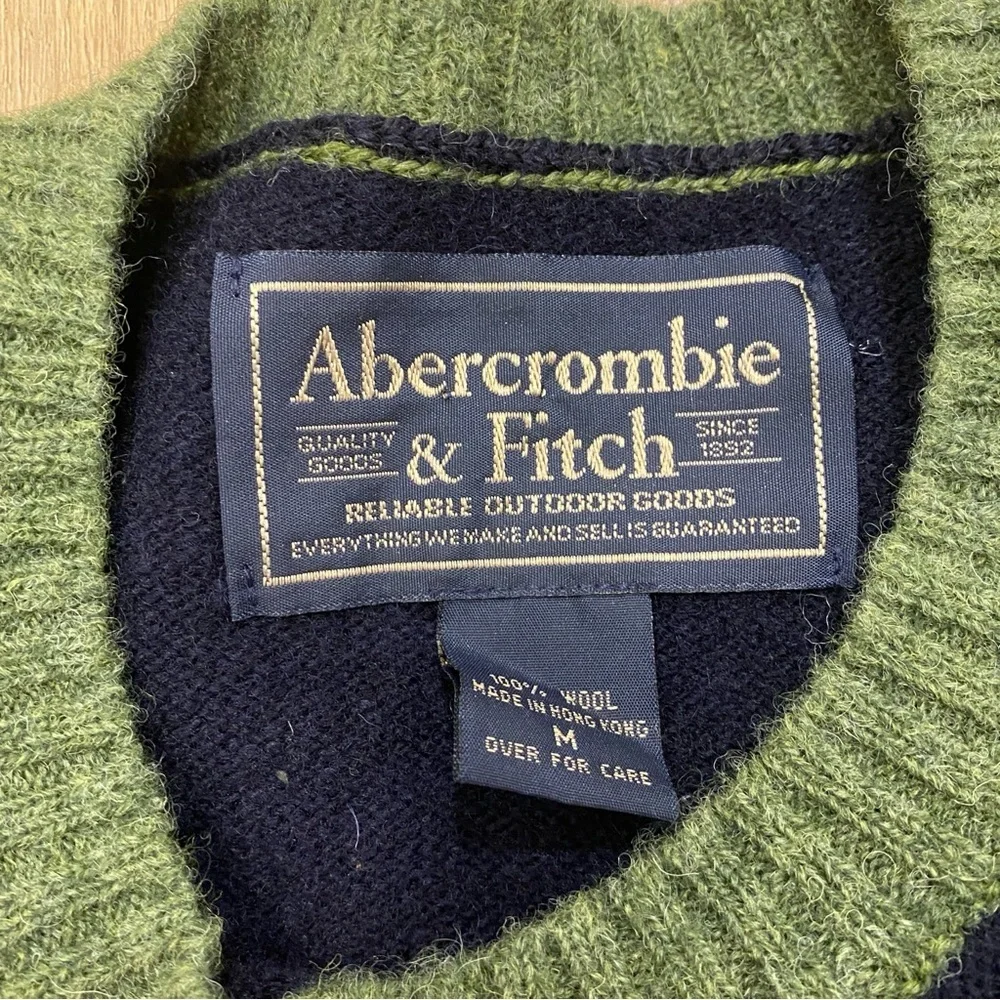Y2K! 🌟ABERCROMBIE & FITCH🌟 MENS WOOL CREWNECK SWEATER HEATHER NAVY SZ M